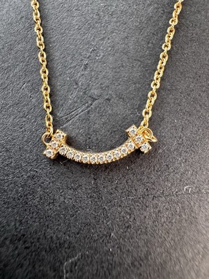 Tiffany and Co. Necklace T Smile Mini Natural Diamond Gold | eBay