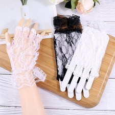 Black Sun Protection Fingerless Gloves Lace Material One Size Fit for Women