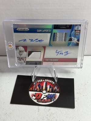2025 Panini Prizm Dual Patch Auto 14/99 Sam LaPorta Trey McBride #DPA-SLTM