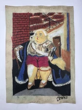 Fernando Botero COA Art Painting Original Drawing Vintage Paper Signed