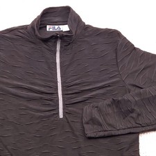 VTG FILA Long Sleeve Performance Textured Zip Pullover Black 1/4 Zip Womens XL