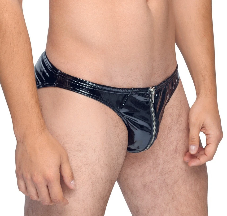 Herren Lack Slip Stretch Reißverschluss Fetisch Hose Lackslip Latexslip Latex - Bild 3 von 4