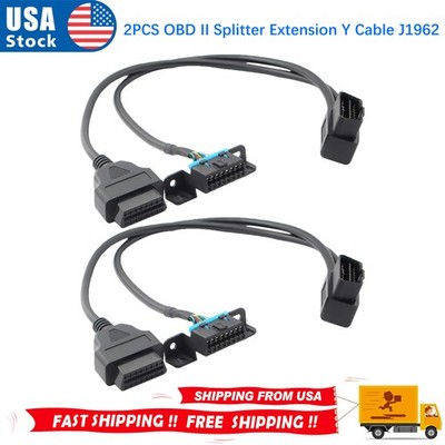 2 Underdash Mount OBD2 Splitter Extension Y Cable J1962 for GPS Tracking Devices