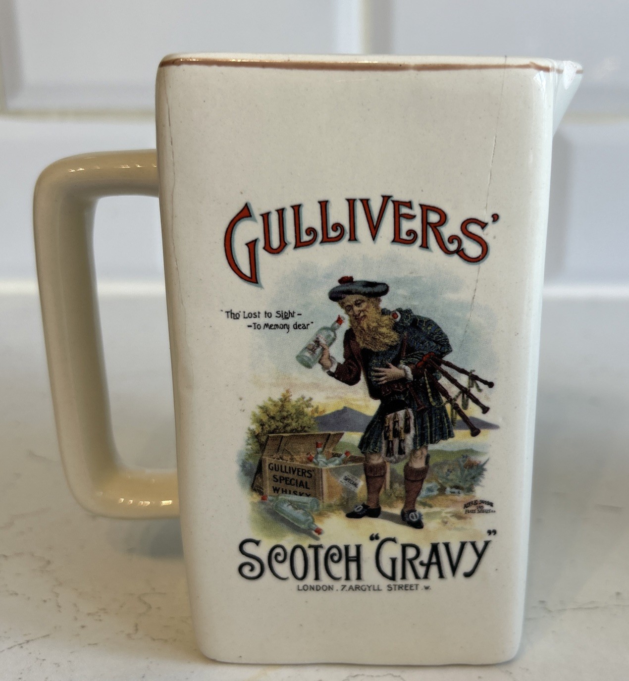 Vintage Whiskey Water Jug Glass Barware Scotch Collectible Pub Gift for Dad-image