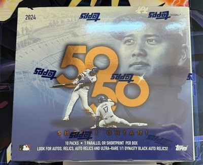2024 Topps 50/50 Shohei Ohtani 10 Pack Box Factory Sealed Brandneu ungeöffnet