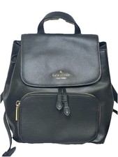 LIKE NEW KATE SPADE KRISTI MEDIUM FLAP REFINED GRAIN LEATHER BLACK BACKPACK