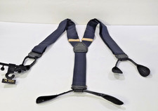 Suspenders 100 Silk Blue  Black Leather Made In England No Tags