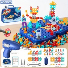 450Pcs Kids STEM Drill Set Creative Mosaic Puzzle Building Blocks Educational