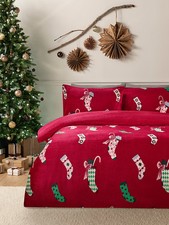 Red Snuggly Stocking Candy Canes Fleece Duvet Set
