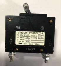 IDEC IZUMI Type NRBM 2100 30A - 2POLE 250V  Circuit Protector