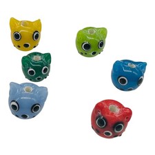 Kitty Cat Ceramic Round 15mm Multi-Color 6 Beads