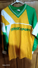old school ermina vintage soccer jersey germany 80s large tight fit green yellow
