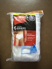 Hanes Men's 6 Pack  Size 2XL 44-46 White Cotton Ultimate Tagless Briefs  New