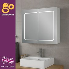 Double Mirrored Bathroom Cabinet Storage With LED & Glass Shelves W660mm