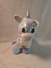 Unicorn Plush White Pink Blue Purse Sequins Glitter Stuffed Animal A2 