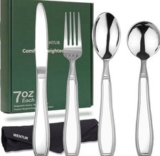 Weighted Utensils for Hand Tremors and Parkinsons, Arthritis, Silver - 4 Pcs