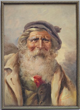 Athos Renzo Brioschi Dipinto Olio su Tavola Ritratto Vecchio Barba Scuola Milano