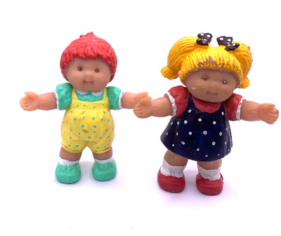 Cabbage Kids Mini Serie - 2 Figuren Tollpatsch Zapf Gummipuppen 1984 Vintage