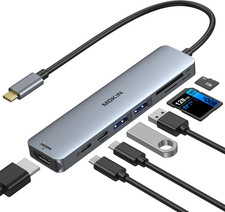 USB C Hub HDMI Adapter, 7 in 1 Dongle with SD/TF Card Reader, USB C Data Port, 1