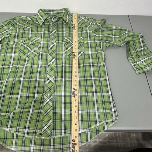 Wrangler Pearl Snap Western Shirt Men's Green Plaid 16 1/2 x 34 Cotton Blend - Picture 7 of 7