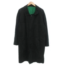 Zili ZILLI Jilly Leather Coat Balmain Collar Long Lined Wool 48 Green Dark Used