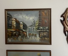 Henry J Billings Painting Original Autumn in Paris Oil on Canvas Framed 65x50cm