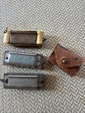 Vintage Keychain Old Lot Harmonica And Harmonica Case Rare