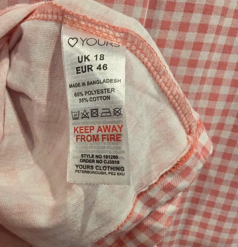 YOURS Pink Gingham T-Shirt - Size 18 image 5