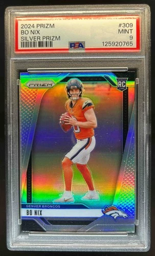 2024 Prizm Bo Nix RC Silver Rookie #309 Broncos PSA 9