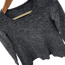 Nally & Millie Womens Top L Gray Marl Knit Scoop Neck Sharkbite USA Made