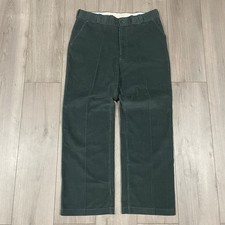 Sears Perma Prest Work Wear Pants Green Corduroy USA Made Vtg 70s Full Fit 37x30