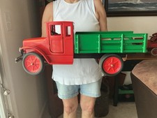 Vintage OLD TIME TOYS, BUDDY L, LARGE PRESSED STEEL TOY STAKE TRUCK (NICE!)