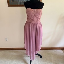 rue21 Strapless High Low Dress Womens XL Mauve Pink Lace Chiffon Party Event