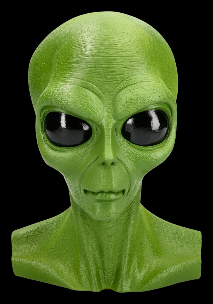 Green Alien Bust Cosmic Visitor Sci-Fi Space Decor Figur H 25