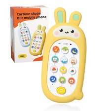 UTOPLIKEY Baby Cell Phone Toy with Teething 6.3" x 2.9" x 1", Yellow Bunny