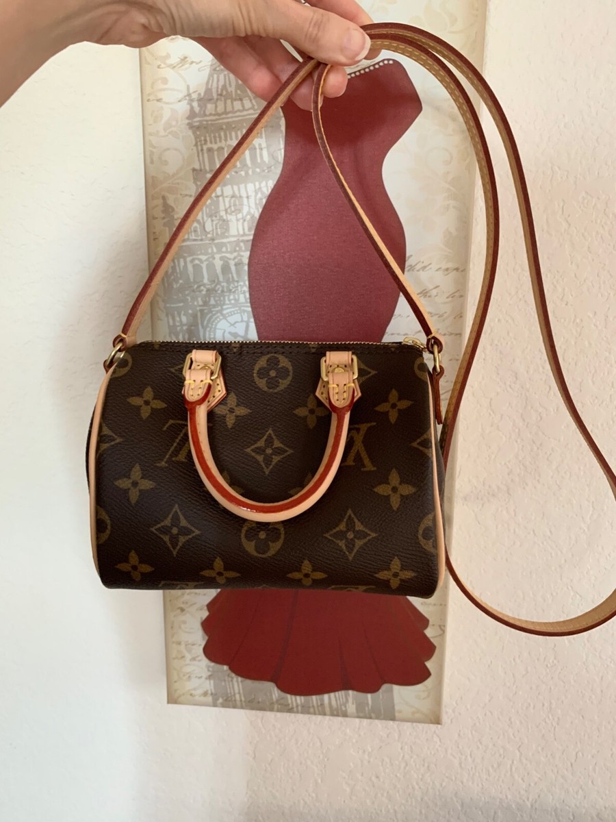 Louis Vuitton Speedy Bandouliere White Strap Duffle Nano