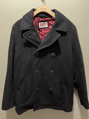Levi s Strauss Quilted Lined 6 Button Wool Pea Coat Men s Sz Small