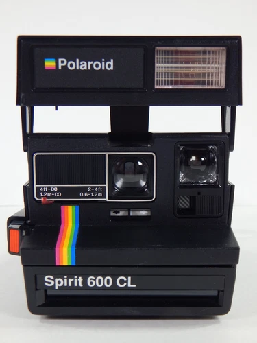 VTG POLAROID SPIRIT 600 CL INSTANT FILM CAMERA W/STRAP RAINBOW STRIPE TESTED!