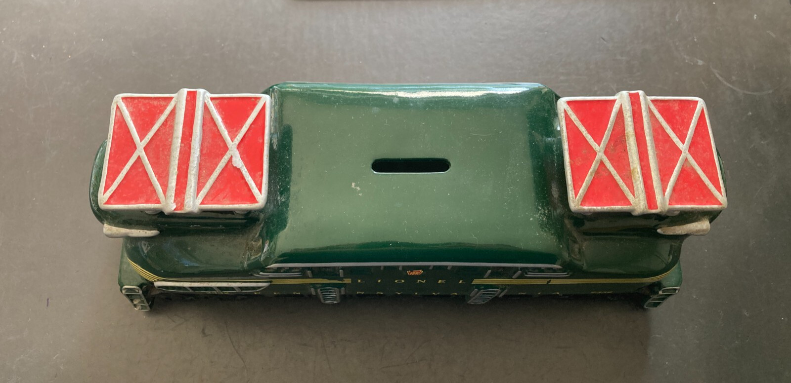 Licensed LIONEL Train 2332 Pennsylvania Piggy Bank 11 3/4” L x 3 3/4” W x 5” H