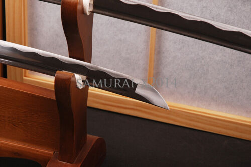 black Katana +wakizashi Japanese samurai swords set Full tang carbon steel sharp - Picture 12 of 12