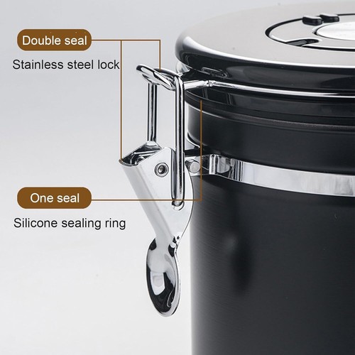 1,8L Edelstahl Kaffeedose Luftdicht Vorratsdose Kaffeebohnen Behälter Aromadose - Bild 12 von 15