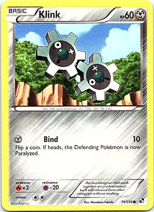 Klink 74/114 Pokemon Black & White Regular Light Play