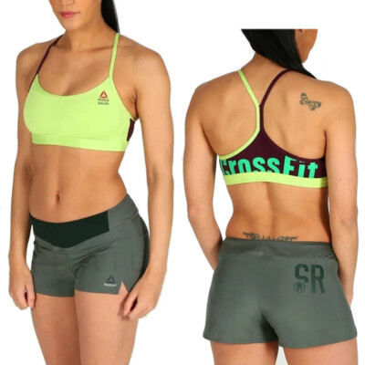 Reebok Crossfit Skinny Bra CF Damen Sport BH Push Up Fitness Bustier Gym Limette