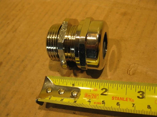 Mencom MCG-1.0 Shielded Cable Gland Brass 1” NPT .427”-.827” Nickel Plated Brass