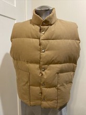 Vintage 70's Weather Watcher Down Feather Vest Winter Tan Nylon Winter Ski L