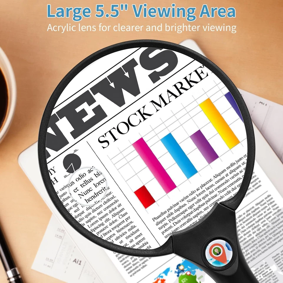 Large Magnifying Glass with Light 10X 20X 45X Illuminated Handheld Magnifier - Image 3 of 4