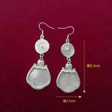 Tribal exotic cute accessory pure handmade Miao silver DIY embed earring 1pair