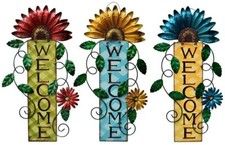 Welcome Sign for Door Decor Hanging Sign, Metal Flower Welcome Door Sign