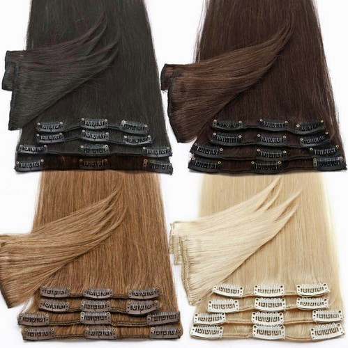 Clip In Full Head human remy hair extensions RAPUNZELS UK 20" LONG - Picture 4 of 19