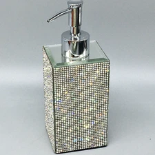 Bella Lux Rhinestone Liquid Soap Pump Dispenser Crystal Bathroom Lotion Glam NEW